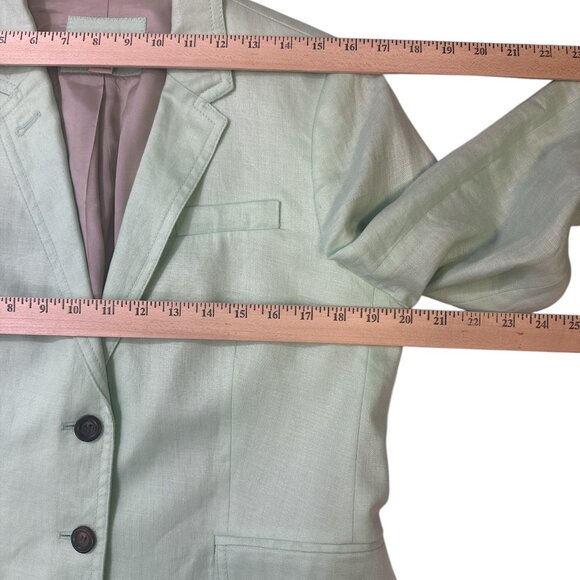 J. Crew Factory Linen Blazer Mint Green Women's sz 12 Classic Preppy Coastal - Picture 16 of 16